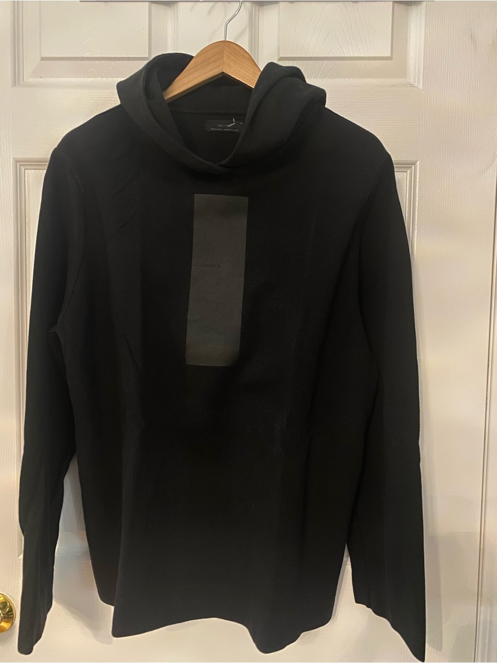OAK + FORT Black Turtleneck Sweater with Matte Front Panel #23